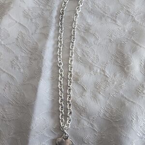 Celine Dion Silver Tone Heart Pendant Chain Necklace - Women Jewelry
